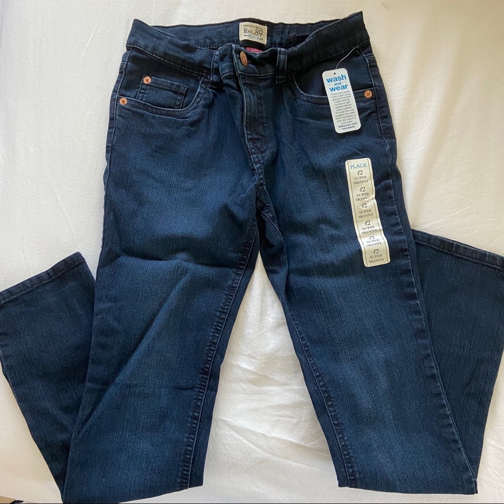 NWT girl dark blue skinny jeans size 12